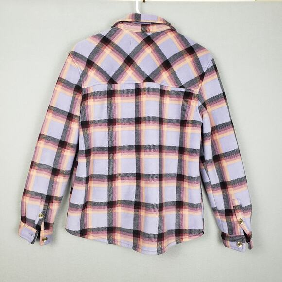 SAGE Collective Women's S Fuzzy Lined Plaid Shacket Purple Western Fall Casual - Picture 2 of 11